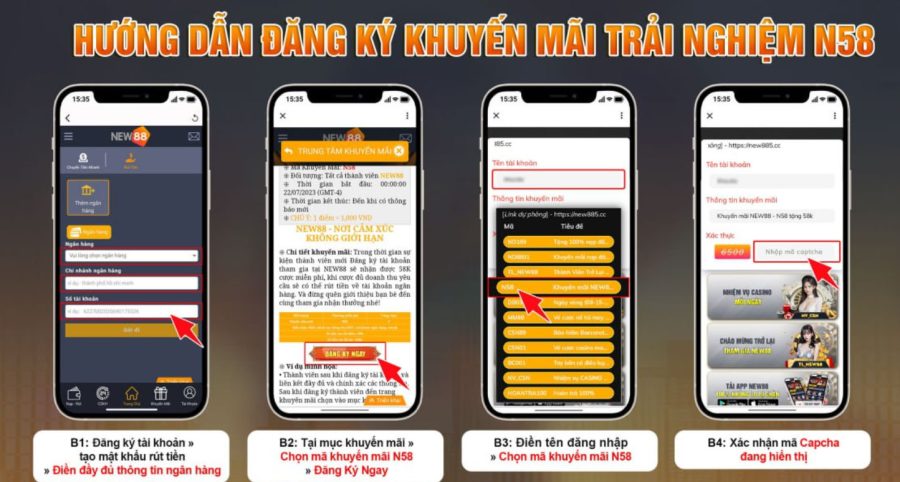 New88 tặng 58K miễn phí cho thành viên mới 2 Cách đăng ký nhận khuyến mãi 58k New88